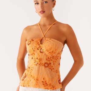 Catalina Sequin Top - Orange