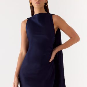Cerina High Neck Mini Dress - Navy