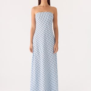 Chaniva Maxi Dress - Blue Mocha Dot
