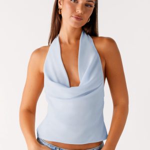 Charli Cowl Top - Blue