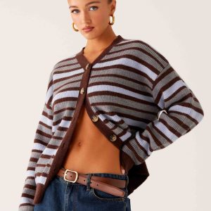 Charlie Oversized Cardigan - Tawny Stripe