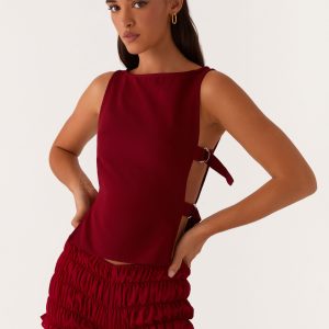 Cherish You Buckle Top - Maroon