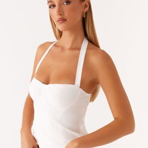 Cheryl Bustier Halter Top - White