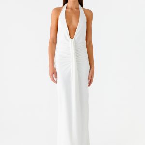 Cheyenne Halter Neck Maxi Dress - Ivory
