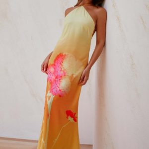 Chloe Maxi Dress - Orange Floral