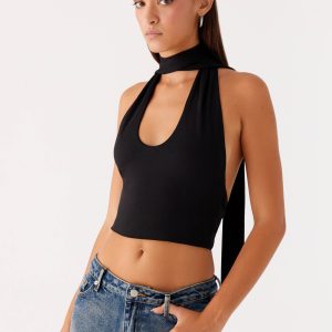 Chrysta Halterneck Top - Black