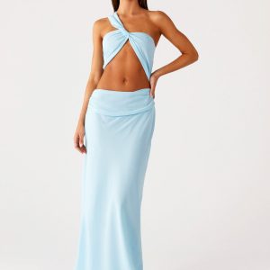 Cindelle One Shoulder Maxi Dress - Turquoise