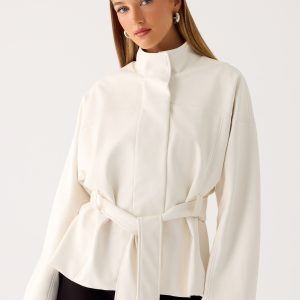 City Light Tie Waist Trench Jacket - Ivory
