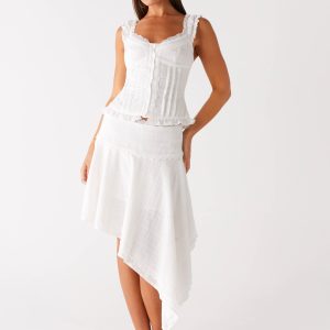Clearwater Mist Midi Skirt - White