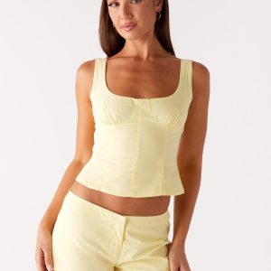 Coastline Cotton Micro Mini Shorts - Yellow