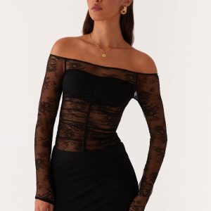 Collide Lace Mini Dress - Black
