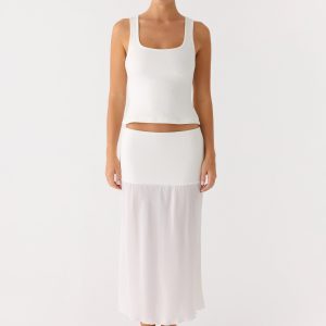 Connect My Heart Midi Skirt - White