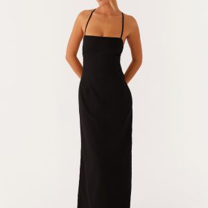 Cora Backless Maxi Dress - Black