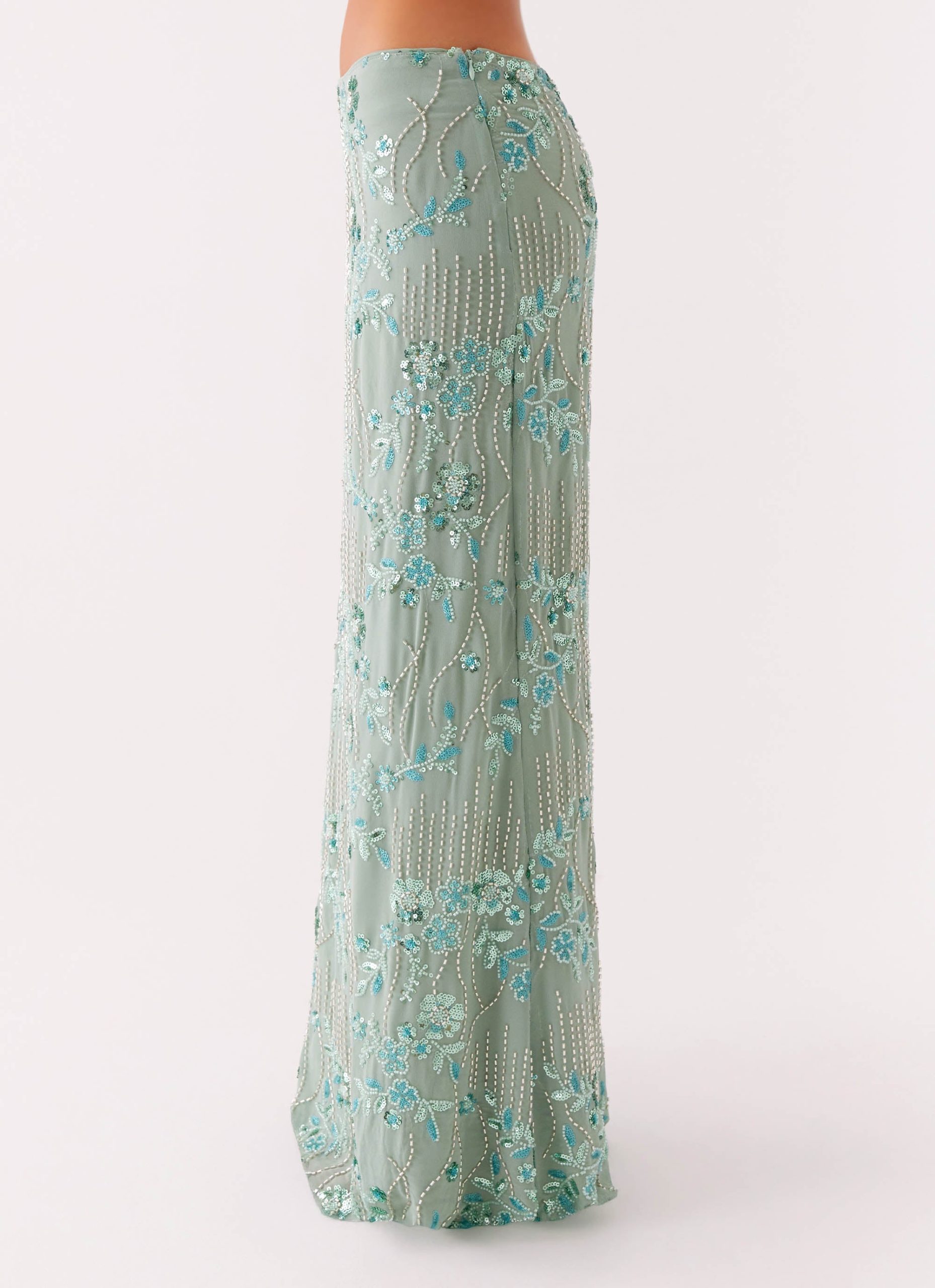 Corinna Low Rise Sequin Maxi Skirt - Mint - Image 4