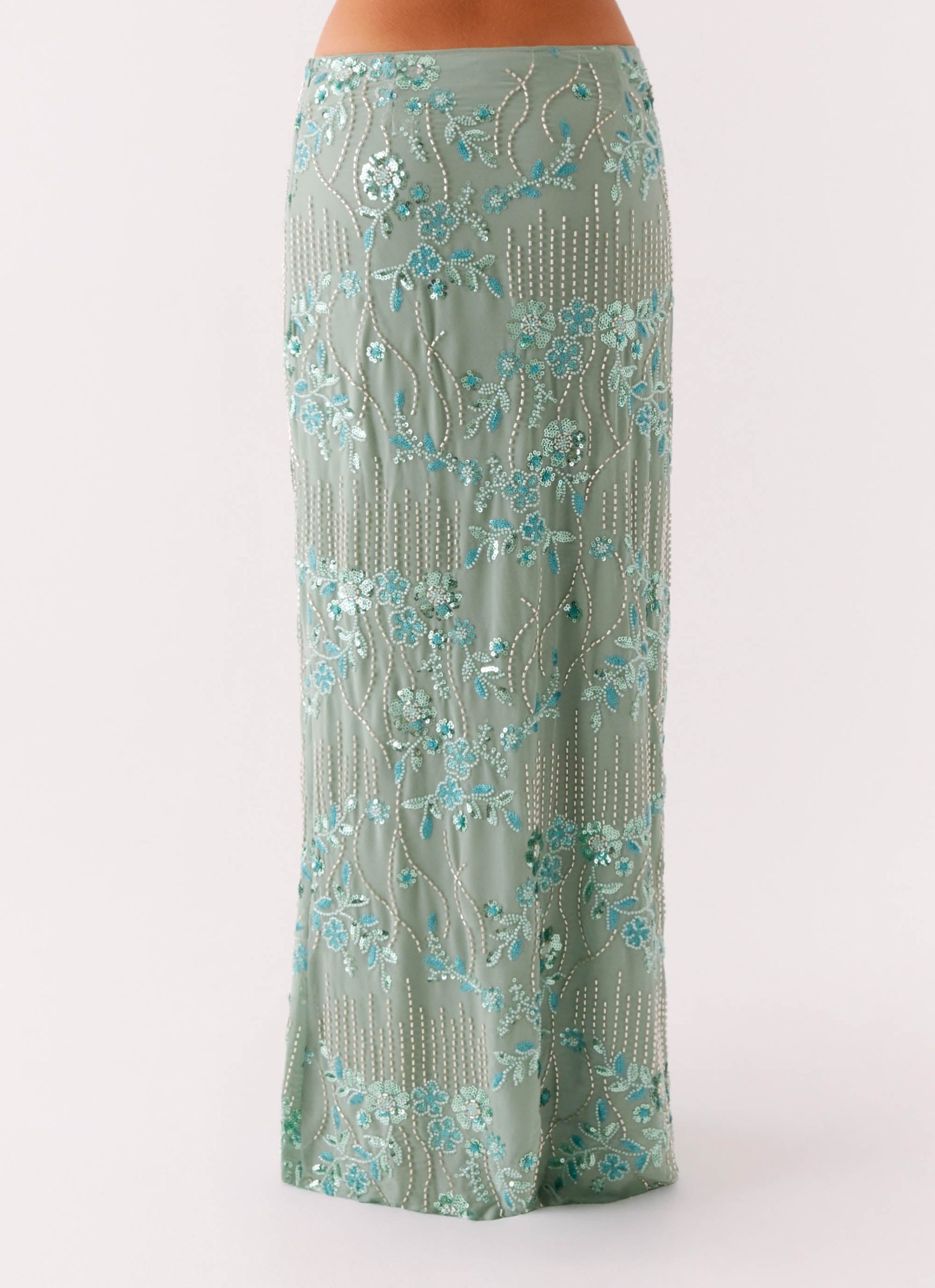 Corinna Low Rise Sequin Maxi Skirt - Mint - Image 5