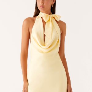 Cory Cowl Scarf Mini Dress - Sunny Yellow