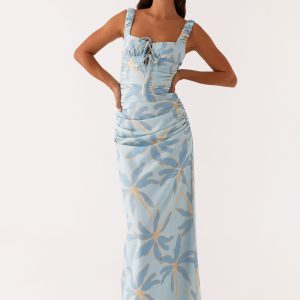 Cosmic Love Ruched Maxi Dress - Opulent Blue