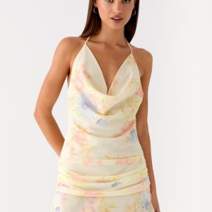 Cyna Cowl Mini Dress - Spring Meadow