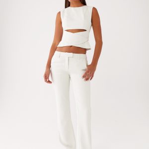 Cyra Low Rise Slim Fit Pants - Ivory