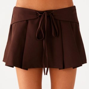 Dalia Dusk Pleated Mini Skirt - Chocolate
