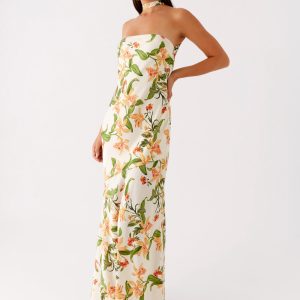 Damali Satin Maxi Dress - Floral Print