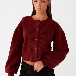 Daphne Knit Cardigan - Maroon