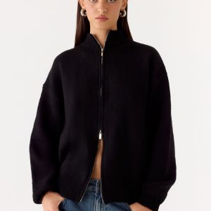 Davy Knit Zip Jacket - Black
