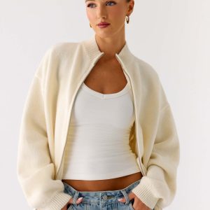 Davy Knit Zip Jacket - Ivory