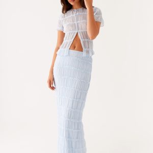 Daydreaming Low Rise Maxi Skirt - Blue
