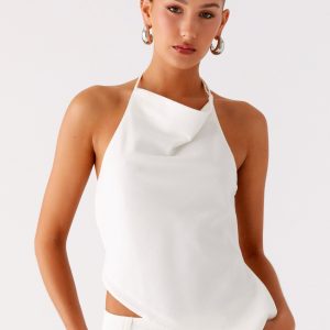 Delong Backless Linen Top - White