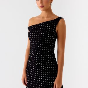 Delusional Mini Dress - Black Polkadot