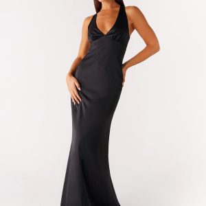 Desi Halterneck Maxi Dress - Black