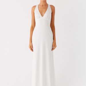 Desi Halterneck Maxi Dress - White