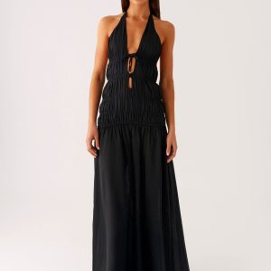 Dione Halter Maxi Dress - Black