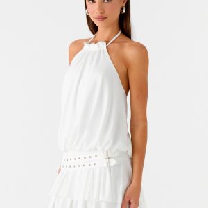 Dopamine Belt Mini Dress - White