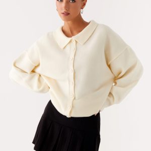 Dorian Button Knit Sweater - Ivory