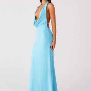 Driftwood Cowl Maxi Dress - Turquoise
