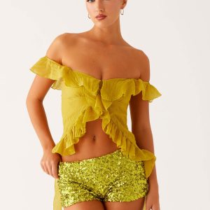 Dylan Off Shoulder Top - Lime