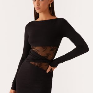 Echo Long Sleeve Mini Dress - Black