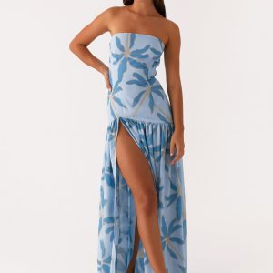 Eden Strapless Maxi Dress - Opulent Blue
