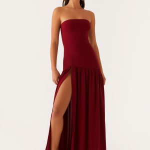 Eden Strapless Maxi Dress - Maroon