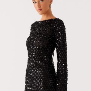 Edessa Sequin Mini Dress - Black
