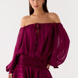 Eira Balloon Sleeve Mini Dress - Plum
