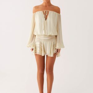 Eira Balloon Sleeve Mini Dress - Ivory