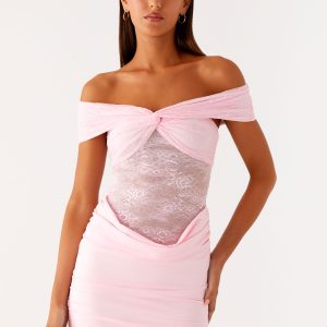 Either Way Off Shoulder Mini Dress - Baby Pink