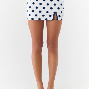 Elliot Mini Skirt - Porcelain Blue Polka Dot