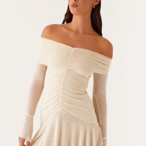 Ellis Ruched Mini Dress - Pastel Yellow