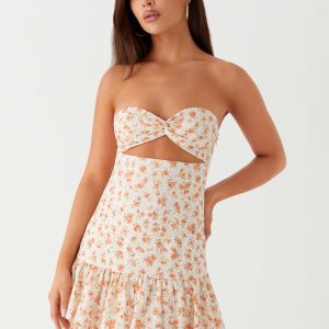 Elowen Daisy Mini Dress - White Ditsy Floral