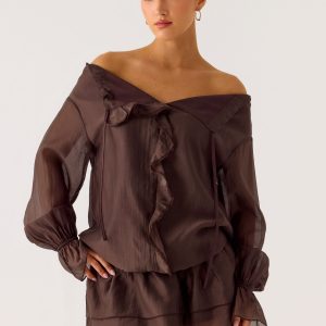 Elris Drop Waist Mini Dress - Cool Chocolate