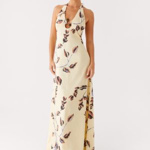 Elvina Halter Neck Maxi Dress - Buttercream Bliss